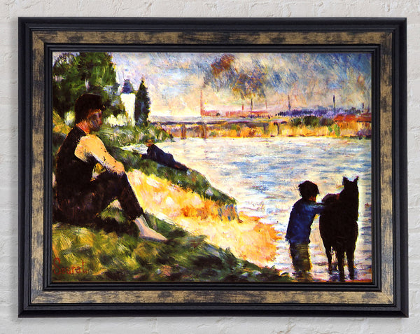Seurat Boy With Horse Framed Print