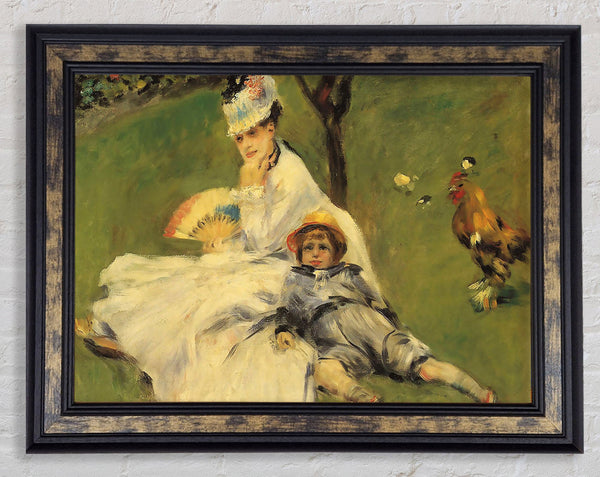 Renoir Camille Monet And Her Son Jean In The Garden Of Argenteuil Framed Print