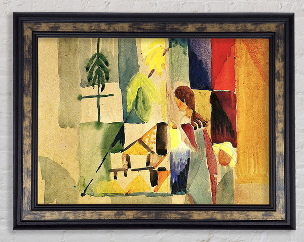 August Macke Children At The Vegetable Shop 2 Framed Print