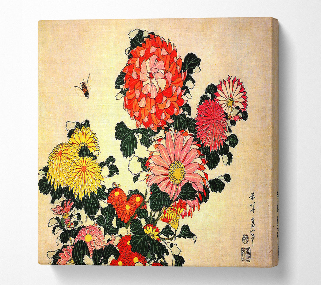  A Canvas Print of Hokusai Chrysanthemum And Bee Canvas Print