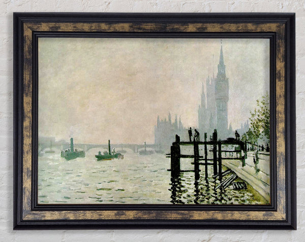 Claude Monet The Thames And The Houses Of Parliament Framed Print