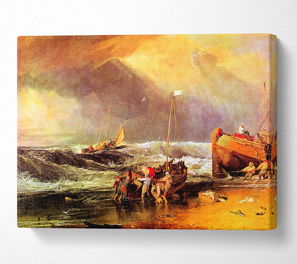  A Canvas Print of Joseph Mallord Turner Coastal Scene With Fishermen Canvas Art