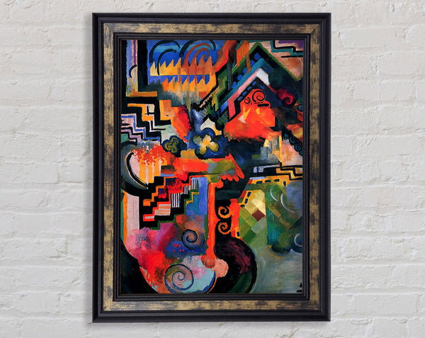 August Macke Coloured Composition Hommage To Sebastin Johann Bach Framed Print