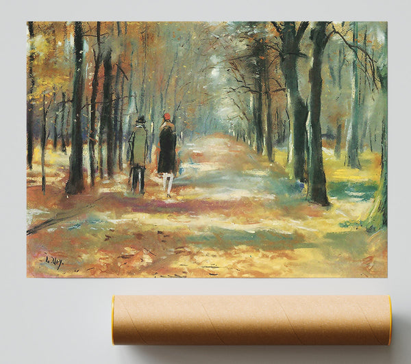 Lesser Ury Couple Walking In The Woods
