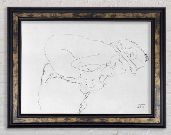 Klimt Crouching To Right Drawing Framed Print