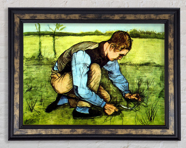 Van Gogh Cutting Grass Framed Print