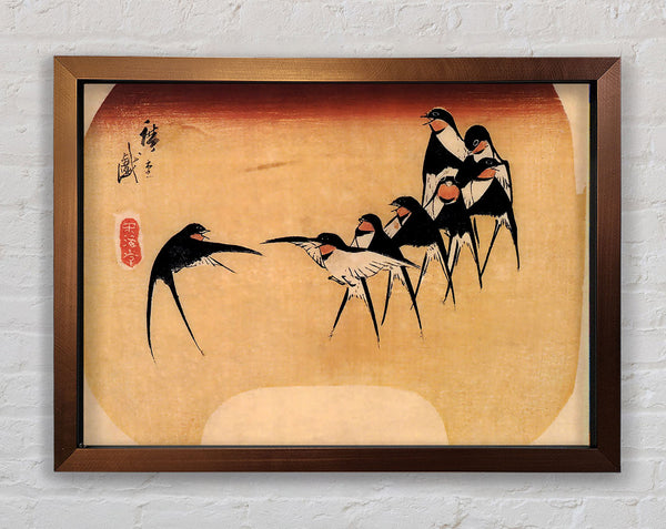 Hiroshige Tanzende Schwalben