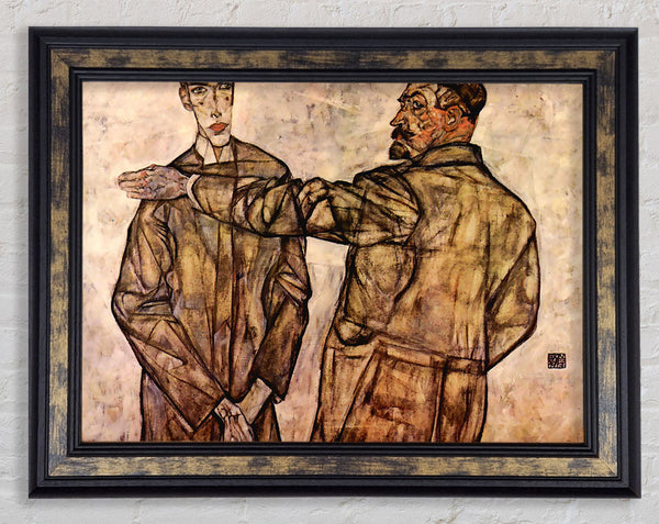 Schiele Double Portrait Of Heinrich Bensch And His Son Otto Framed Print