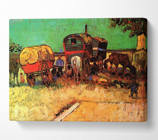 Van Gogh Encampment Of Gypsies With Caravans Canvas Wall Art
