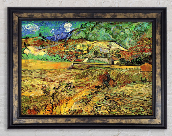 Van Gogh Enclosed Wheat Field With Peasant Framed Print