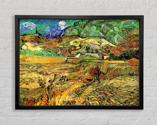 Van Gogh Enclosed Wheat Field With Peasant Framed Print