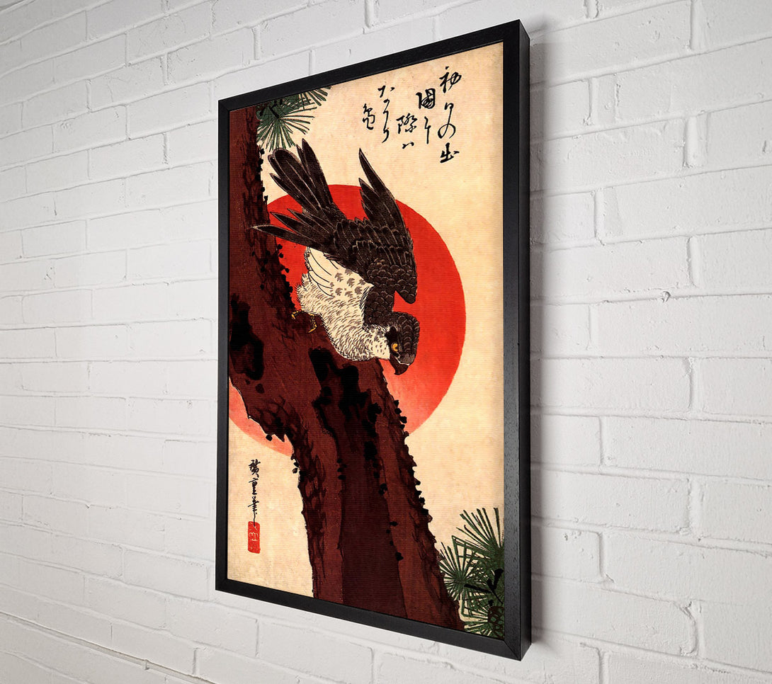  A Canvas Print of Hiroshige Falcon On A Pine With Rising Sun Canvas Art