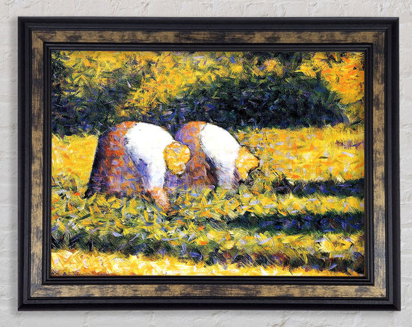 Seurat Farmers At Work Framed Print