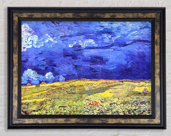 Van Gogh Field Under Storm Heaven Framed Print