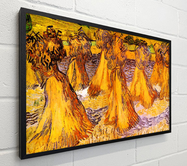 Van Gogh Field With Stacks Of Wheat