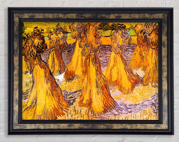 Van Gogh Field With Stacks Of Wheat Framed Print