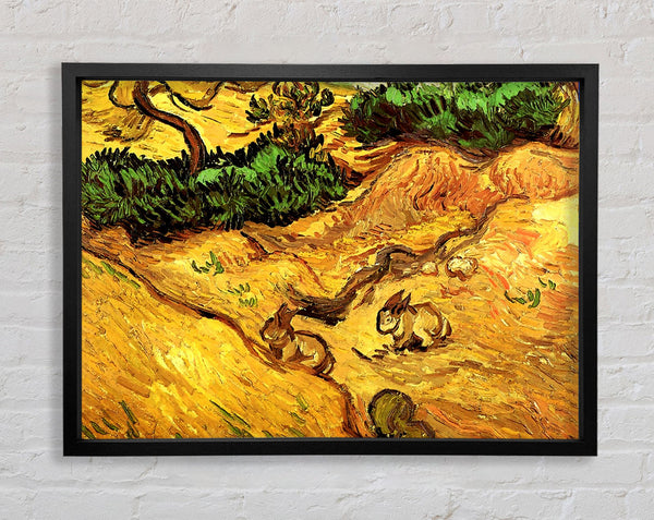 Van Gogh Field With Two Rabbits Framed Print
