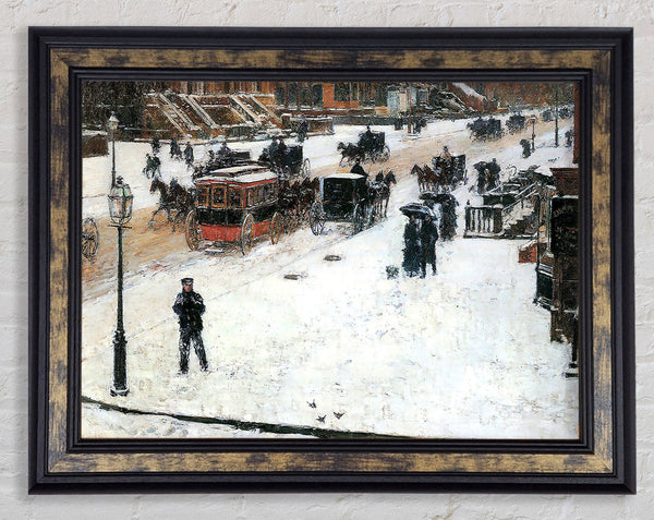 Hassam Fifth Avenue In Winter Framed Print