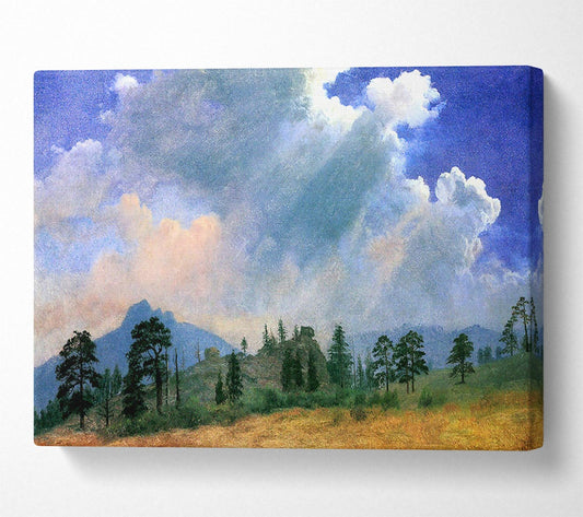 Bierstadt Fir Trees And Storm Clouds Canvas Wall Art