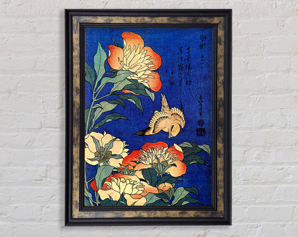 Hokusai Flowers Framed Print