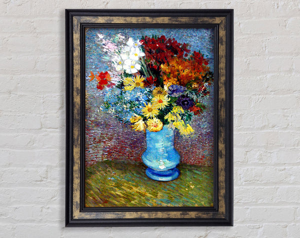 Van Gogh Flowers In A Blue Vase Framed Print