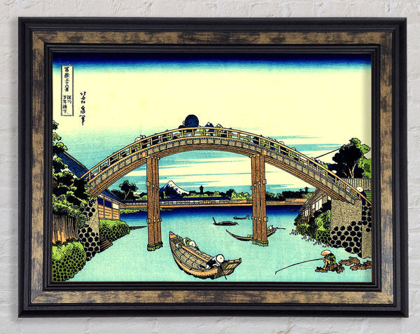 Hokusai Fuji Seen Through The Mannen Bridge Framed Print