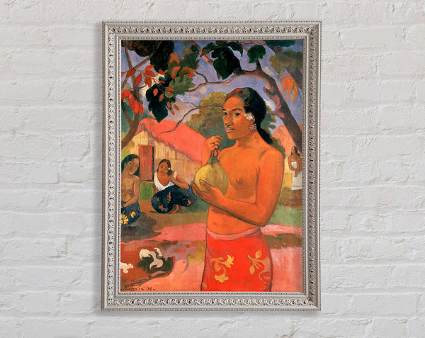 Gauguin Frau hält eine Frucht
