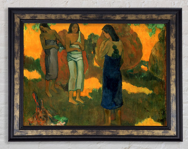 Gauguin Three Tahitain Women Against A Yellow Background