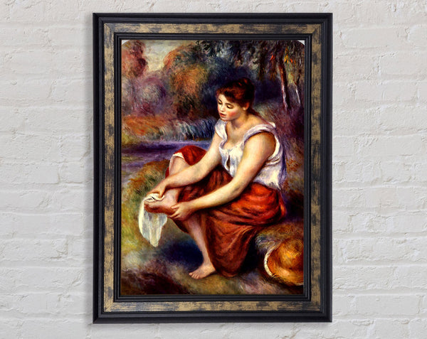 Renoir Girl Dryes Her Feet Framed Print