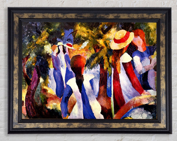 August Macke Girls In The Open Framed Print
