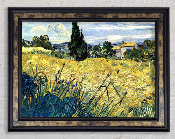Van Gogh Green Wheat Field With Cypress 2 Framed Print