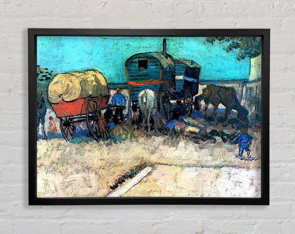 Van Gogh Gypsy Camp With Horse Carriage Framed Print