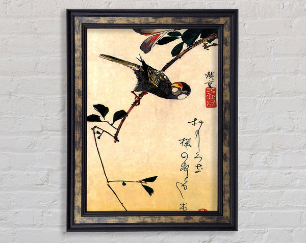 Hiroshige Java Sparrow And Magnolia Framed Print