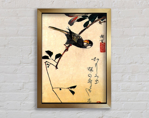 Hiroshige Java Sparrow And Magnolia Framed Print