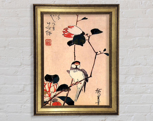 Hiroshige Java Sperling auf einem Magnolienzweig
