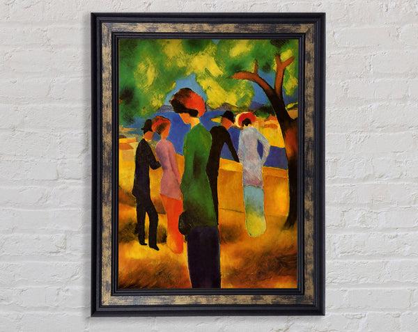 August Macke Lady In A Green Jacket Framed Print