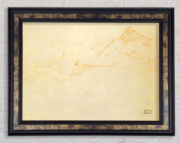 Klimt Liegender Female Nude Framed Print
