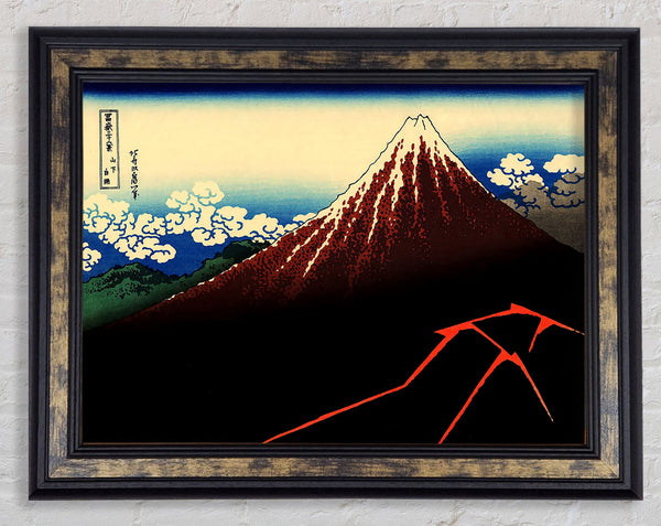 Hokusai Lightning Below The Summit Framed Print
