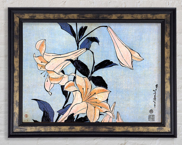 Hokusai Lilies Framed Print
