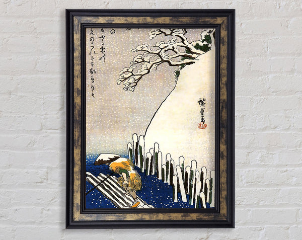 Hiroshige Mann auf einem Floß