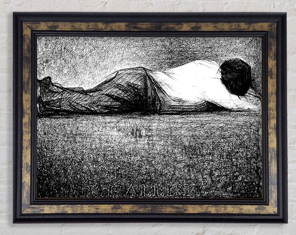 Seurat Man Sleeping Framed Print