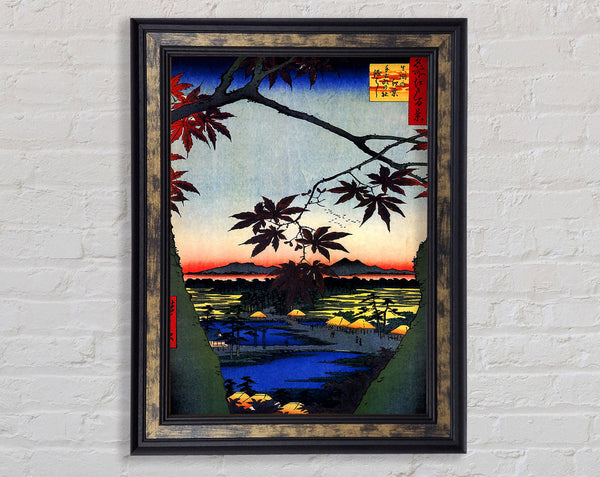 Hiroshige Maple Trees At Mama Framed Print