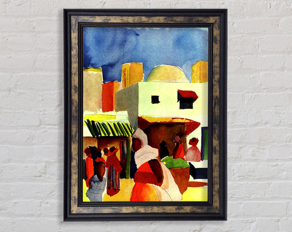 August Macke Market In Algier Framed Print