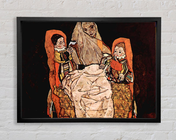 Schiele Parent With Two Children The Mother Framed Print