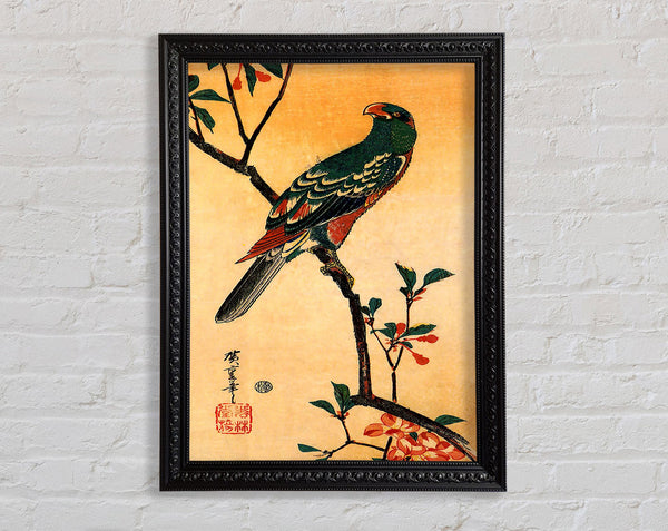 Hiroshige Papagei auf einem blühenden Zweig