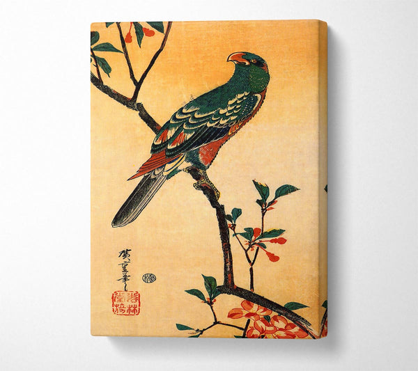  A Canvas Print of Hiroshige Parrot On A Blooming Branch Canvas Wall Art