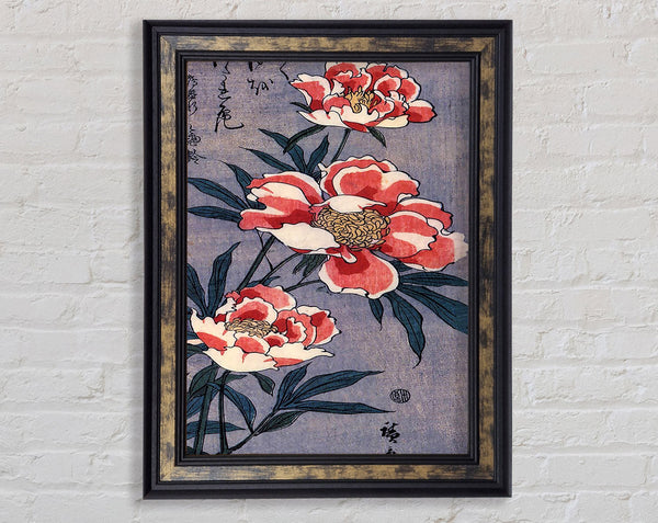 Hiroshige Peonies Framed Print