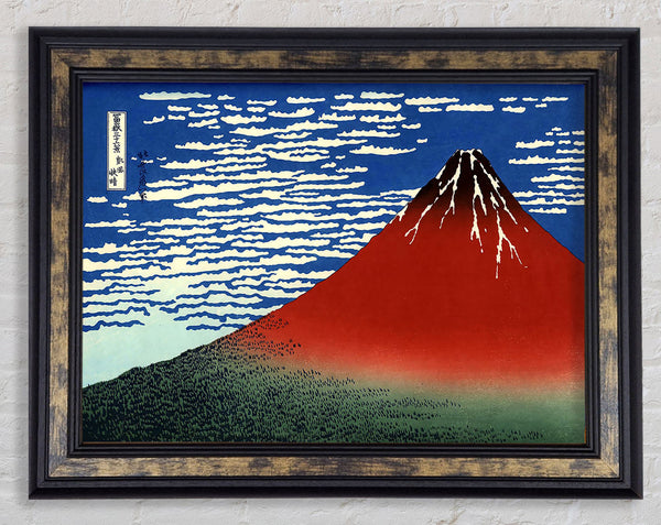 Hokusai Red Southern Wind On Fiji On A Clear Morning Framed Print