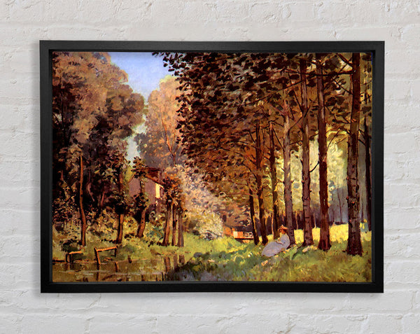 Sisley Rest At The River Bank Framed Print