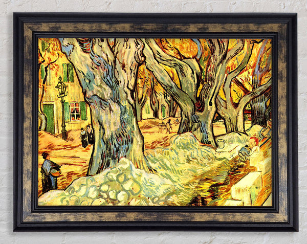 Van Gogh Road Workers On The Boulevard Victor Hugo In Saint-Remy Framed Print